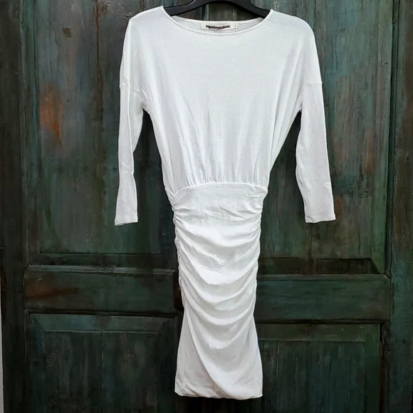 Michael Stars Ruched Bodycon Midi Dress in White, Size Small, NWOT - Picture 2 of 9